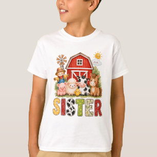 Schwester Bauernhof Kuh 1. Geburtstag Mädchen Jung T-Shirt
