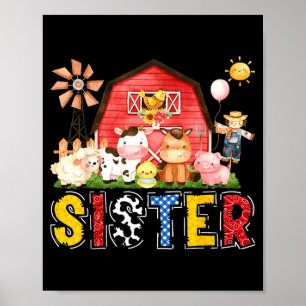 Schwester Bauernhof Kuh Geburtstagsjunge passende  Poster