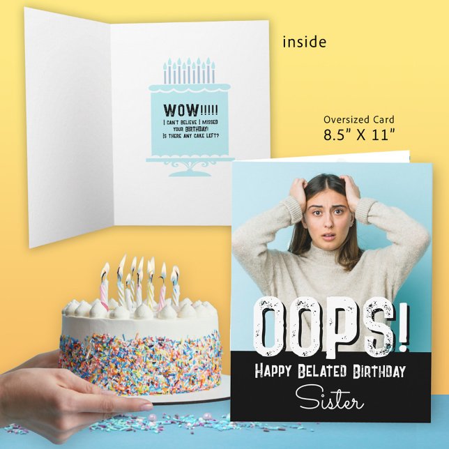 Schwester Belated Birthday Foto Card Karte (Von Creator hochgeladen)