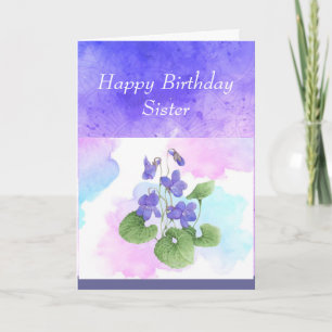 Schwester Birthday African Violet Blume Gedicht  Feiertagskarte