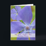 Schwester Birthday am Muttertag Vinca Bloom Karte<br><div class="desc">Ein Foto blühender Vinca wird an diesem Geburtstag auf der Mother's Day-Begrüßungskarte für eine Schwester gezeigt. Art,  Bild und Vers Copyright © Shoaff Ballanger Studios,  2024.</div>