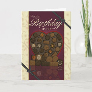Schwester Birthday Card - Schokolade Karte
