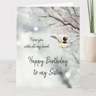 Schwester Birthday Liebe my Heart Chickadee Bird Karte