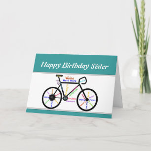 Schwester Birthday Motivierend Bike Radfahren Karte