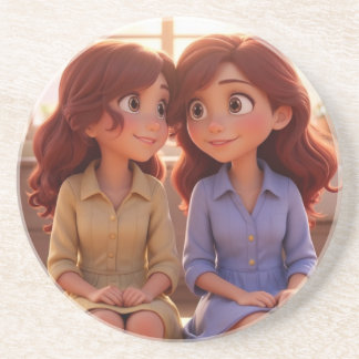 Schwester-Bond – Illustration von schönen Schweste Getränkeuntersetzer
