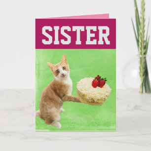 SCHWESTER CAT GEBURTSTAG KAKE BIG GREETING CARD KARTE
