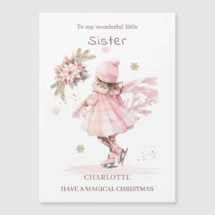 Schwester Christmas Skaten Little Girl Magnetkarte