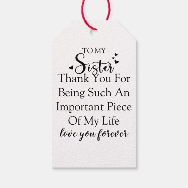 Schwester Dankbarkeit danke, dass du in meinem Leb Geschenkanhänger (Rückseite)