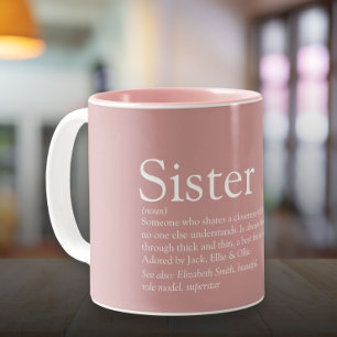 Schwester Definition Girly Dusty Rose Pink Zweifarbige Tasse