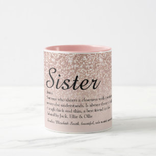 Schwester Definition Girly Roségold Glitter Tasse
