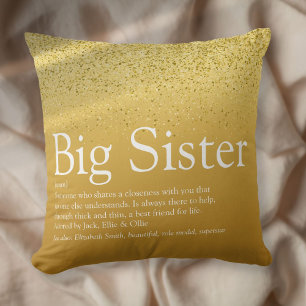 Schwester Definition Glitzerndes Gold Glitter Glam Kissen