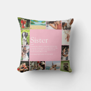 Schwester Definition Modern 12 Foto Collage Pink Kissen