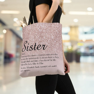 Schwester Definition Schrift Rosa Gold Glitter