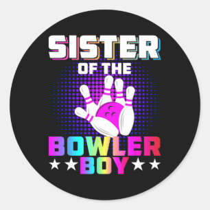 Schwester der Bowler Boy Matching Family Bowling B Runder Aufkleber
