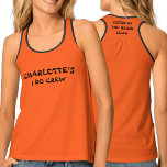 Schwester der Braut | Burnt Orange Individuelle Na Tanktop<br><div class="desc">Dieser Junggeselinnen-Abschied ist für die Brautschwester bestimmt. In einer trendig verbrannten Orange. Fügen Sie ihren Namen,  Anlass und Rolle hinzu,  indem Sie auf die Schaltfläche Personalisieren klicken. Denken Sie daran,  beide Seiten zu bearbeiten.</div>