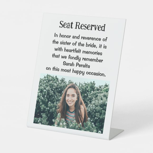 Schwester der Braut Gedenkstätte Plaque Sign Sockelschild (Vorderseite)