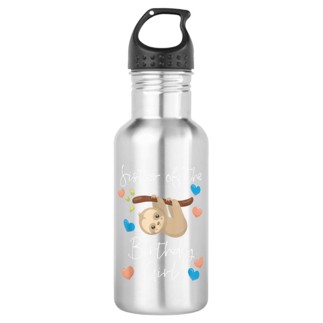 Schwester der Geburtstagsmädchen Faultier-Geburtst Edelstahlflasche (Vorderseite)