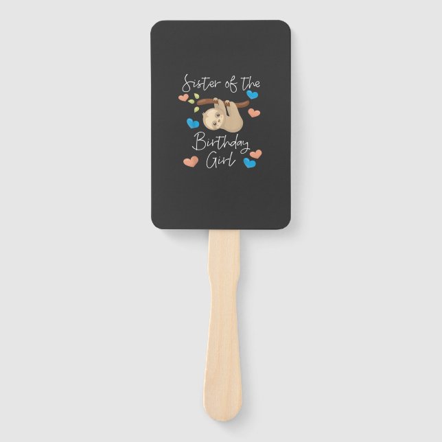 Schwester der Geburtstagsmädchen Faultier-Geburtst Fächer (Vorderseite)