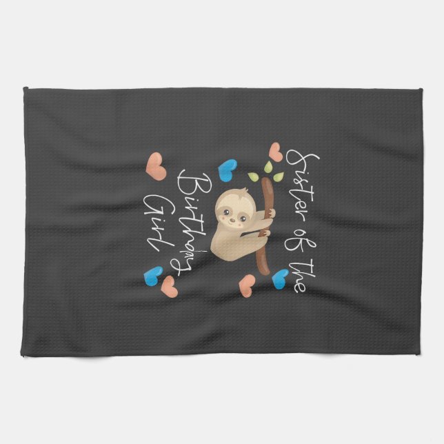 Schwester der Geburtstagsmädchen Faultier-Geburtst Geschirrtuch (Horizontal)