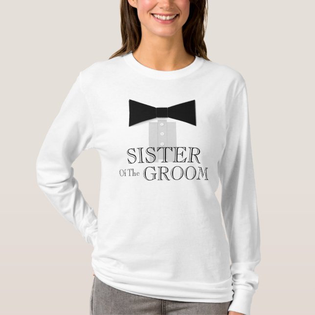 Schwester der Groom Bow-Krawatte T-Shirt (Vorderseite)