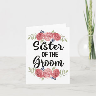 Schwester der Groom Wedding Party Dusche Sis Karte