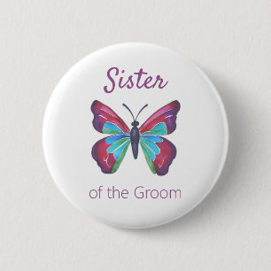Schwester des Bräutigams Schmetterlingsknopf Button