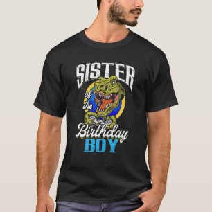 Schwester des Geburtstages T Rex Boy Matching Vide T-Shirt