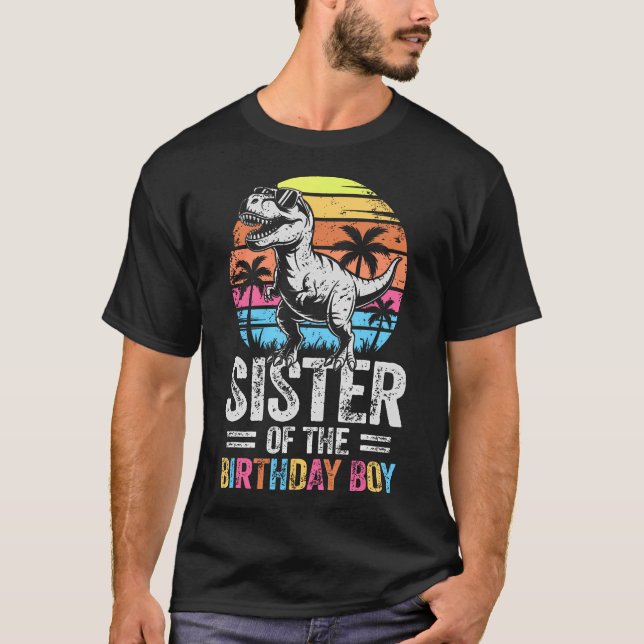 Schwester des Geburtstags-Dinosauriers T-Shirt (Vorderseite)