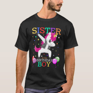 Schwester des Geburtstags Junge Dabbing Unicorn Bi T-Shirt