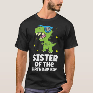 Schwester des Geburtstags Junge Dinosaurier Geburt T-Shirt