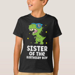 Schwester des Geburtstags Junge Dinosaurier Geburt T-Shirt
