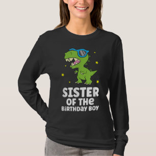 Schwester des Geburtstags Junge Dinosaurier Geburt T-Shirt