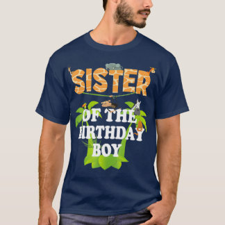 Schwester des Geburtstags Junge Zoo Thema Tier T-Shirt