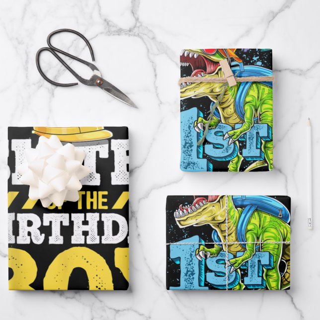 Schwester des Geburtstagsjunge Baugewerbes Geschenkpapier Set (Vorderseite)