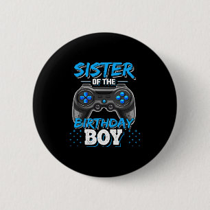 Schwester des Geburtstagsjungen passendes Videospi Button