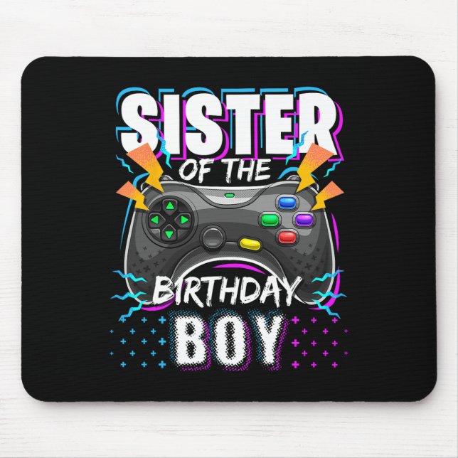 Schwester des Geburtstagsjungen passendes Videospi Mousepad (Vorne)
