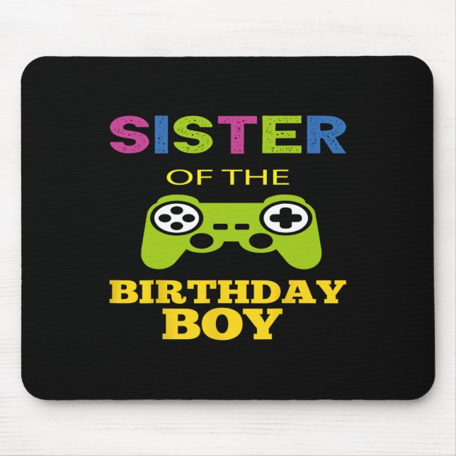 Schwester des Geburtstagsjungen passendes Videospi Mousepad (Vorne)