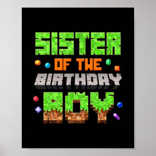 Schwester des Geburtstagsjungen Pixel-Gaming-Video Poster