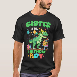 Schwester des Geburtstagsjungen T Rex Dinosaurier T-Shirt