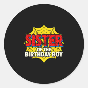 Schwester des Geburtstagskindes Sder Thema Party M Runder Aufkleber