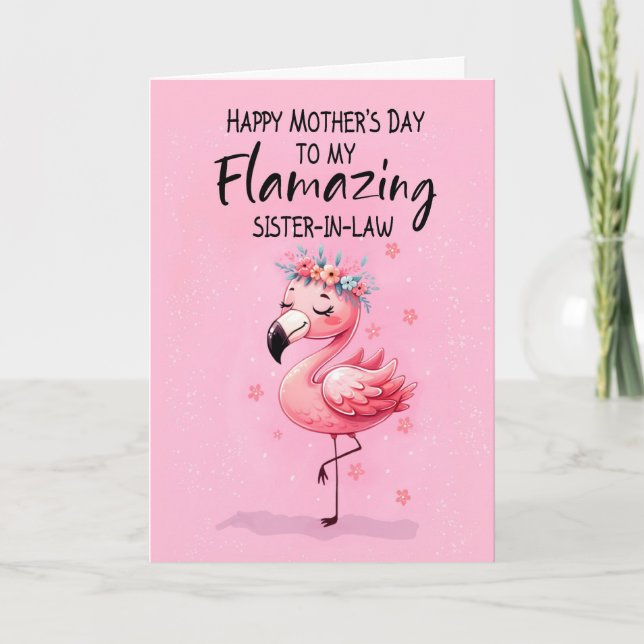 Schwester des Gesetzes Muttertag mit Flamingo Fabu Karte (Vorderseite)