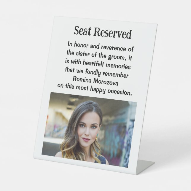 Schwester des Groom Wedding Memorial Plaque Schild (Vorderseite)