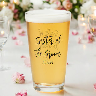 Schwester des Groom Wedding Schwarz-weiß Glass Cup Glas