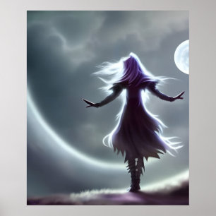Schwester des Moon AI Fantasy Digital Art Print Poster