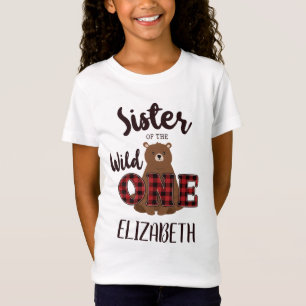 Schwester des Wild ONE Karobär Geburtstagsfeier T-Shirt