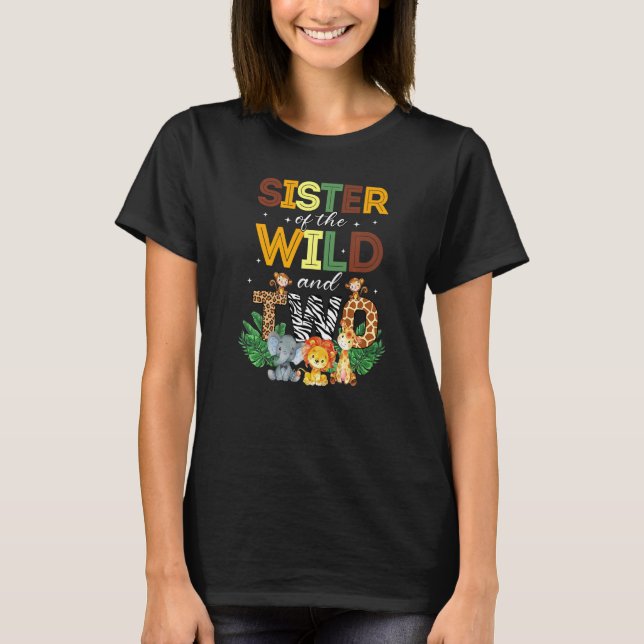 Schwester des wilden Zwei Zoo Birthday Safari Dsch T-Shirt (Vorderseite)