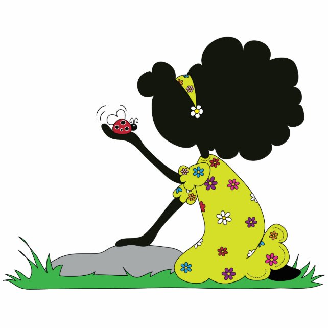 Schwester, die Marienkäfer-hält (grüne) Freistehende Fotoskulptur (Vorne)