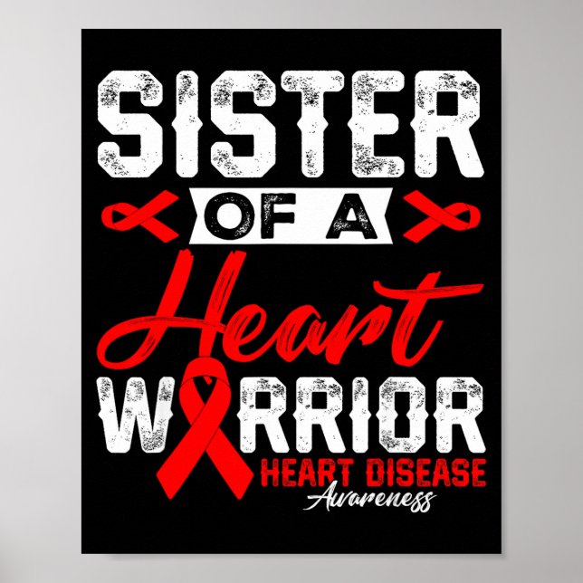 Schwester eines Herzens Krieger Herzerkrankung rot Poster (Vorne)