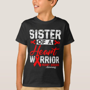 Schwester eines Herzens Krieger Herzerkrankung Rot T-Shirt