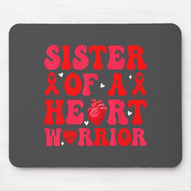 Schwester eines Herzens Kriegers Herzkrankheit Bew Mousepad (Vorne)